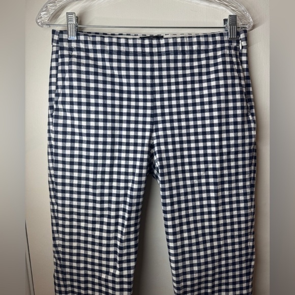J.Crew Martie Bi-Stretch Gingham Navy Blue White Retro Slim Cropped Pants Size 6 - Picture 4 of 15